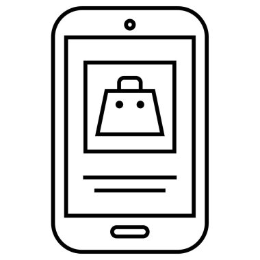 Alışveriş ve teknoloji çizgisi vektör simgesi. 