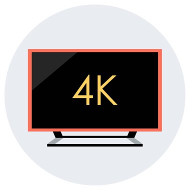 4k televizyon simgesi, düz dizayn 