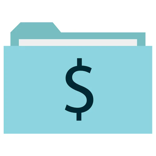商业货币平面矢量图标 文件夹上的美元符号 — 图库矢量图片