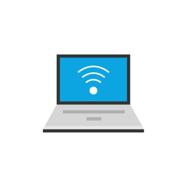 dizüstü bilgisayar ve wifi simgesi vektör illüstrasyon tasarımı 