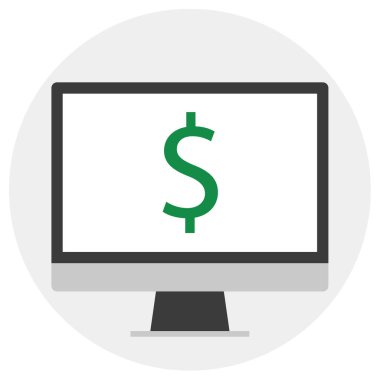 Bilgisayar ve para ikonu. vektör grafiği 