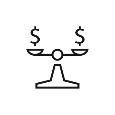 Dolar simgesi olan teraziler. Beyaz arka planda izole edilmiş. vektör 