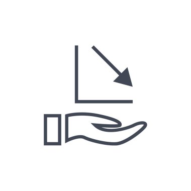 El ele tutuşan ok simgesi. Web için büyüyen grafik vektör çizgisi simgelerinin basit çizimi