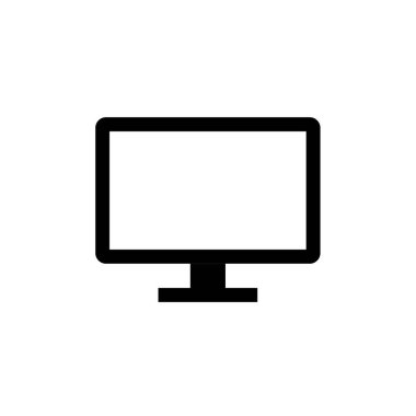 Bilgisayar basit düz simge, ana hatlı vektör illüstrasyonunu izler 