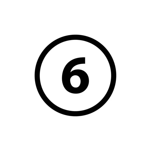 Nummer Sechs Vektorzeilen Symbol — Stockvektor