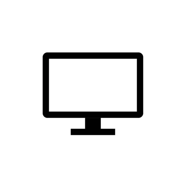 Computer Monitor Simple Flat Icon Outline Vector Illustration — Stock Vector