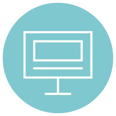 Bilgisayar basit düz simge, ana hatlı vektör illüstrasyonunu izler 