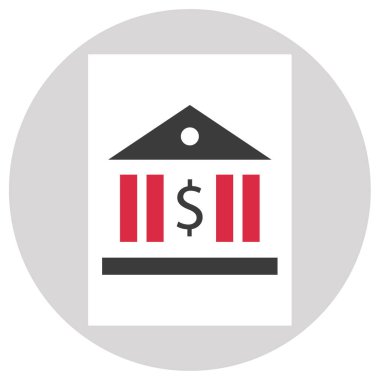 Banka binası simgesi, vektör illüstrasyonu