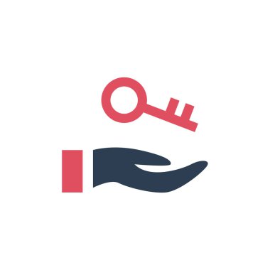 hand holding key icon. vector illustration