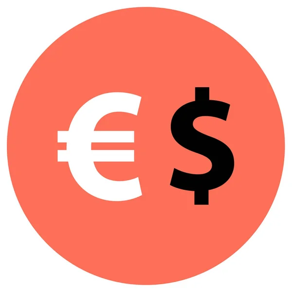 Euro Dólar Ícone Web Design Simples — Vetor de Stock