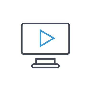 video oynatıcı satır simgesi, vektör illüstrasyonu