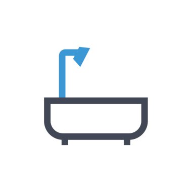 Beyaz arkaplanda izole edilmiş küvet ikonu vektörü, havlu şeffaf işareti, çizgi ve çizgi biçimindeki elementler