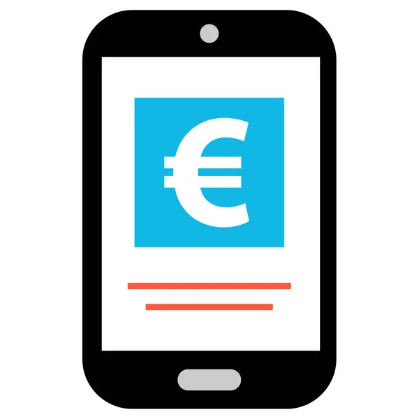 Мобильный Телефон Знаком Евро Простая Иллюстрация — стоковый вектор