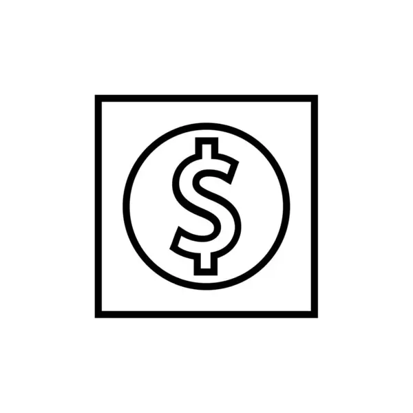 Dollar Vector Dunne Lijn Pictogram — Stockvector