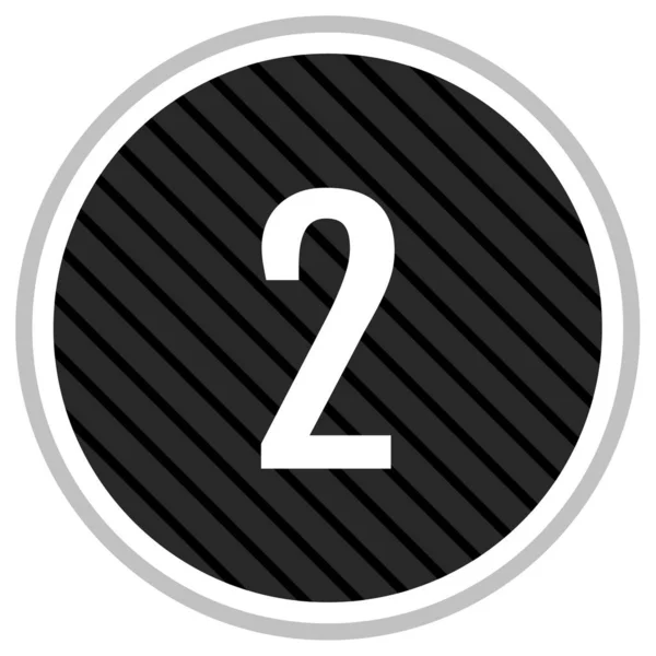 Іконка Номер Два Чорному Колі Векторна Ілюстрація — стоковий вектор