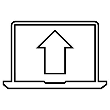 ok simgesi ve vektör illüstrasyonlu dizüstü bilgisayar