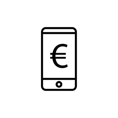 Mobil bankacılık çizgisi simgesi, vektör işareti. beyaz arkaplanda izole edilmiş. 