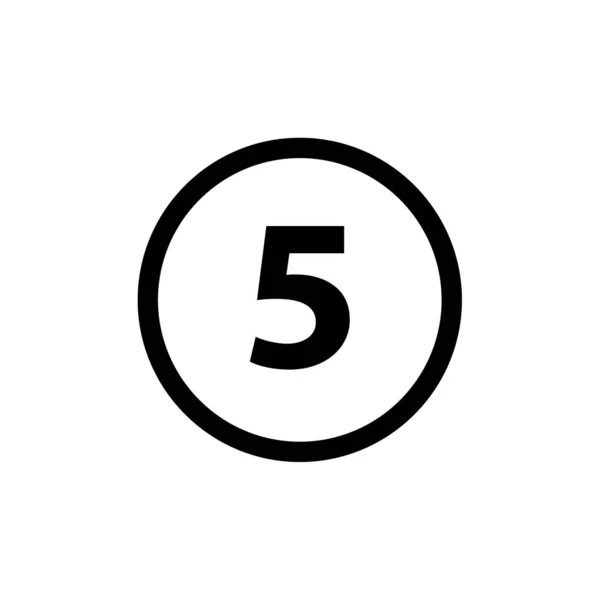 Vektor Ikon Číslo Pět Tenká Čára Izolovaný Symbol Obrysu Ilustrace — Stockový vektor