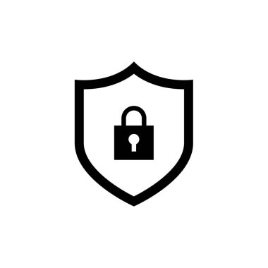 Web ve mobil uygulama tasarımınız için beyaz arkaplanda izole edilmiş kalkan simgesi vektörü, güvenli logo konsepti