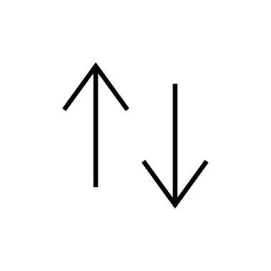 Web ve mobil uygulama tasarımınız için beyaz arkaplanda izole edilmiş ok simgesi vektörü, aşağı logo kavramı