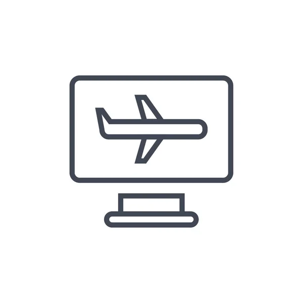 Línea Avión Transporte Aéreo Icono Vector Ilustración Diseño — Vector de stock