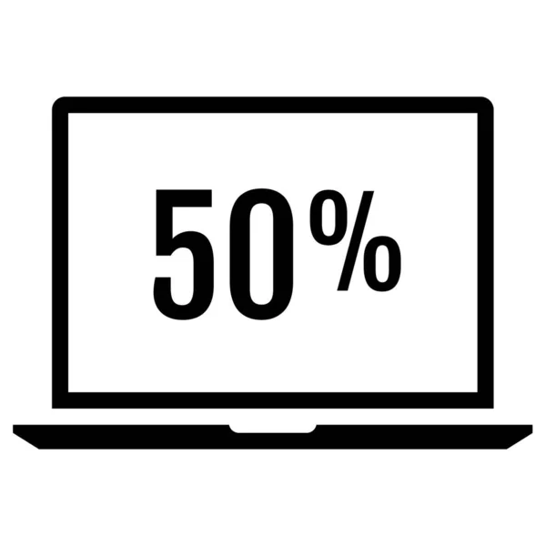 Laptop Percent Symbol — Stock Vector
