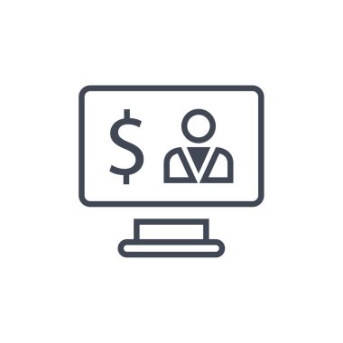 Çevrimiçi bankacılık simgesi vektörü web ve mobil uygulama tasarımı için beyaz arkaplanda izole edilmiş para logosu konsepti