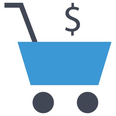 Beyaz arkaplanda alışveriş tramvayı vektör simgesi