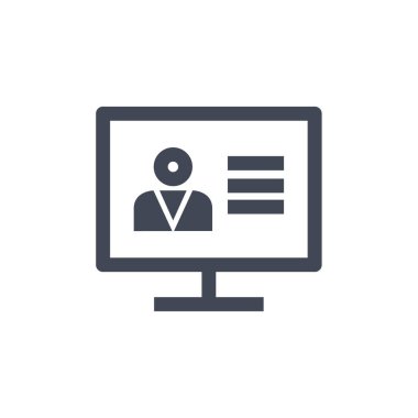 İnternet ve mobil uygulama tasarımınız için beyaz arkaplanda izole edilmiş çevrimiçi eğitim ikonu vektörü, dizüstü bilgisayar logosu kavramı