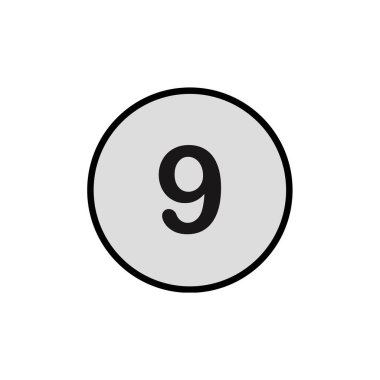 Dokuz numaralı simge vektör illüstrasyonu