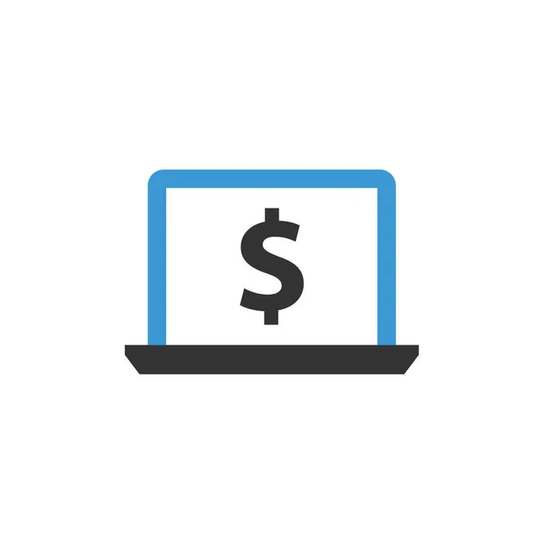 Laptop Mit Dollar Symbol Vektor Überweisungszeichen Isolierte Konturabbildung — Stockvektor