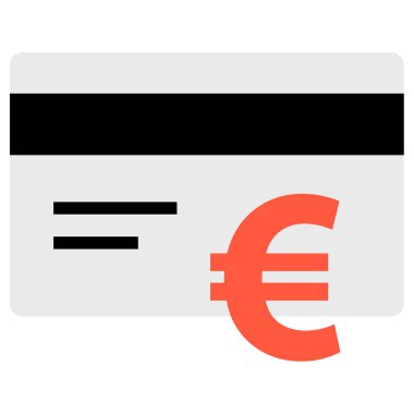 Banka kredi kartı ikonu. vektör biçimi çift renkli düz sembol, yoğun kırmızı ve siyah renkler, beyaz arkaplan