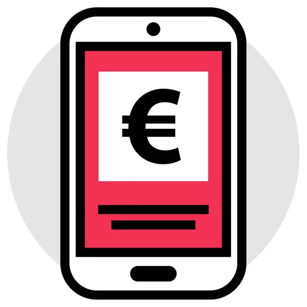 Мобильный Телефон Знак Евро Простой Дизайн — стоковый вектор