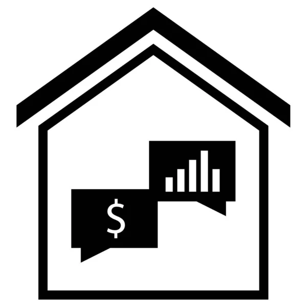 Chat Immobilier Maison Web Icône Illustration Simple — Image vectorielle