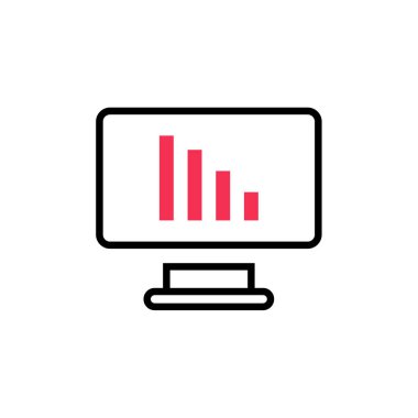 Grafik simgesi olan monitör. düz tasarım biçimi. 