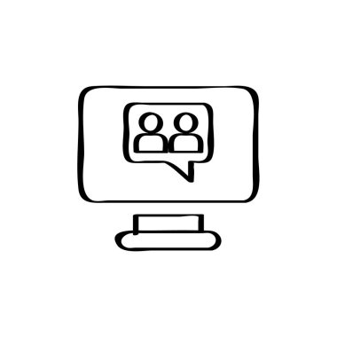 Web ve mobil uygulama tasarımınız, konuşma balonu logosu konseptiniz için beyaz arkaplanda izole edilmiş çevrimiçi sohbet simgesi vektörü