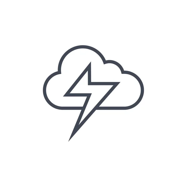 Icon Für Blitz Und Wolkenlinie Vektorillustration — Stockvektor