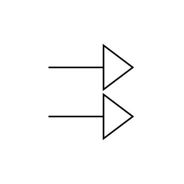 Web ve mobil uygulama tasarımınız için beyaz arkaplanda izole edilmiş ok simgesi vektörü, aşağı logo kavramı