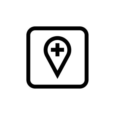 Web ve mobil uygulama tasarımınız için beyaz arkaplanda izole edilmiş hastane simgesi vektörü, çapraz işaretleyici logosu konsepti