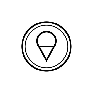 Web ve mobil uygulama tasarımınız için beyaz arkaplanda izole edilmiş harita imleci vektörü, konum logosu kavramı