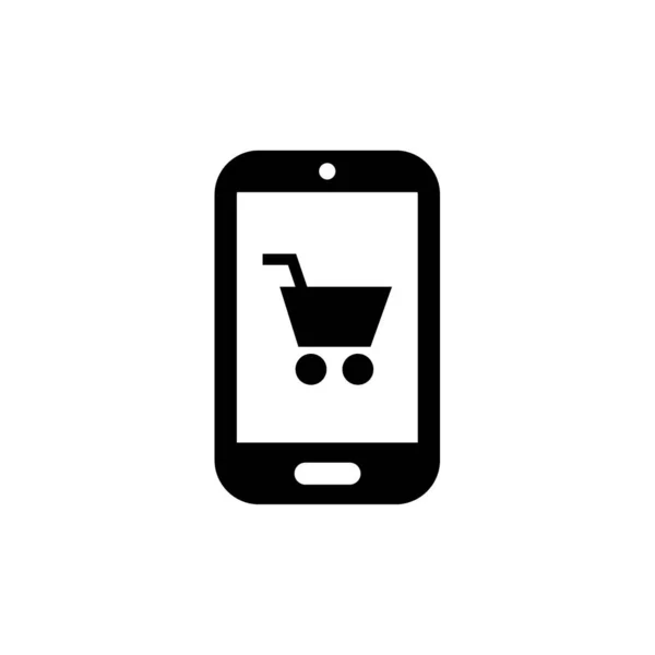 Mobile Phone Shopping Cart Icon Vector Illustration — Stock Vector