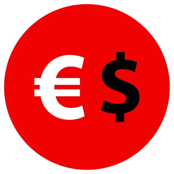 Euro Dólar Moneda Icono Vector Plano — Vector de stock