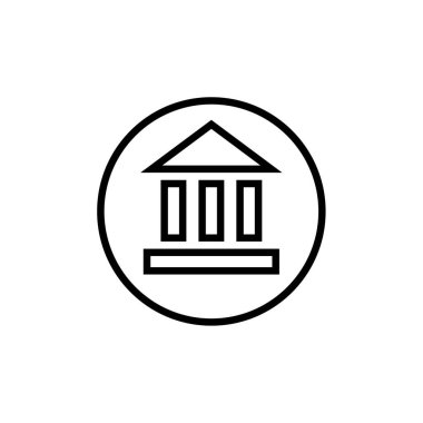 Banka simgesi vektörü web ve mobil uygulama tasarımınız için beyaz arkaplanda izole edildi, para logosu kavramı