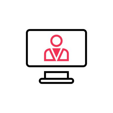 Online eğitim vektör simgesi. İnce çizgi çizimi. izole edilmiş sınır.