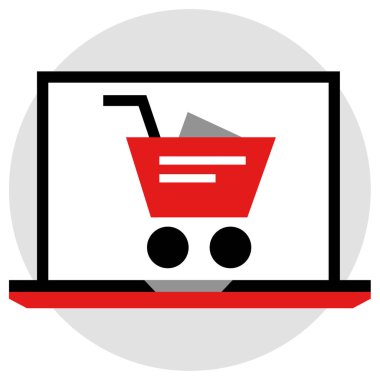 E-ticaret düz simgesi, vektör çizim