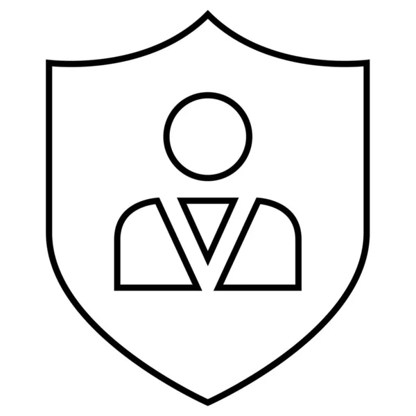 Avatar Man Shield Icon Obrys Style — Stockový vektor