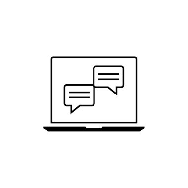 Mesaj simgesi olan dizüstü bilgisayar. vektör illüstrasyonu