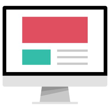 İnternetli bilgisayar monitörü. vektör illüstrasyonu