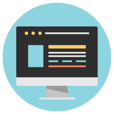 Bilgisayar basit düz simge, ana hatlı vektör illüstrasyonunu izler 