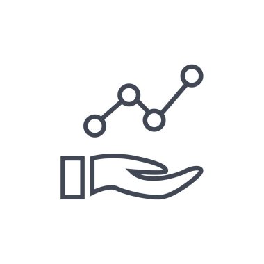 Grafik simgesi ile el, vektör illüstrasyonu